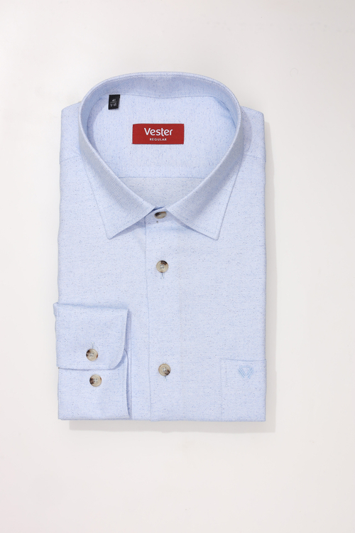 Сорочка мужская VESTER длинный рукав, цвет голубой, хлопок 100 %, обработка EASY CARE 59216 07