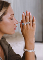 Кольцо «Дуо» с прямоугольным лабрадоритом и белым топазом