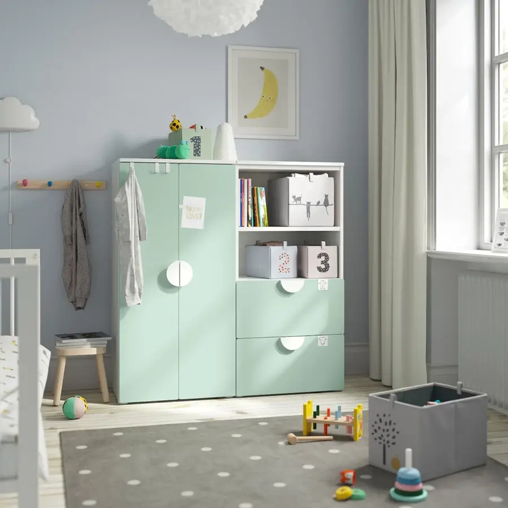 Шкаф - SMÅSTAD / PLATSA/ SMАSTAD  IKEA/ СМОСТАД / ПЛАТСА ИКЕА, 123х120  см, белый/зеленый