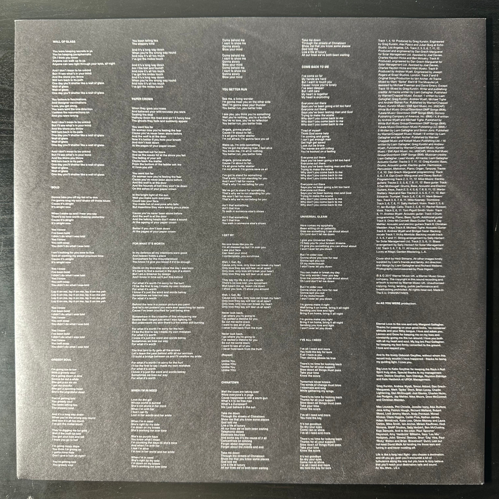 Liam Gallagher ‎– As You Were (Европа 2017г.)