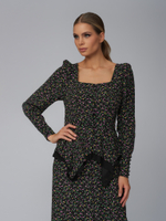 Черное платье в мелкий цветок