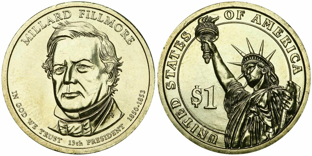 США 1 доллар 2010 Президент 13 - Миллард Филлмор (1850-1853)