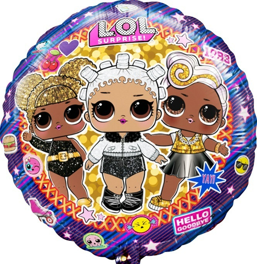 Шар фольгированный Круг "Куклы LOL" 18'' с гелием