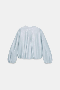 ZARA КУРТКА-БОМБЕР ИЗ ИСКУССТВЕННОЙ КОЖИ, НЕБЕСНО-ГОЛУБОЙ