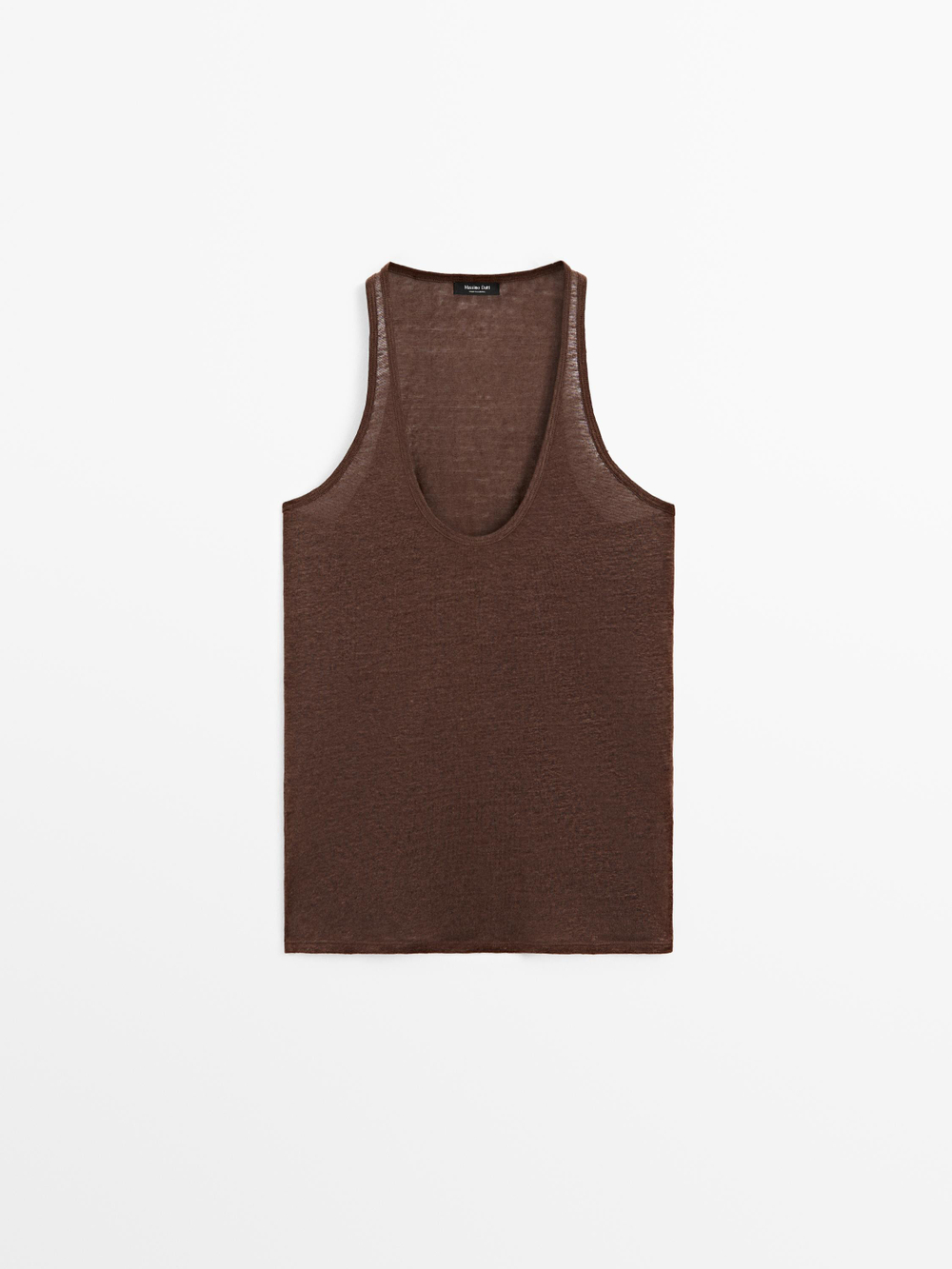 Massimo Dutti Топ на бретелях из 100% льна, шоколадный