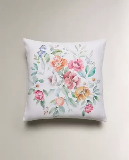 ZARA HOME НАВОЛОЧКА ДЛЯ ДЕКОРАТИВНОЙ ПОДУШКИ С ЦВЕТОЧНЫМ УЗОРОМ, ЖЕЛТОВАТО-БЕЛЫЙ