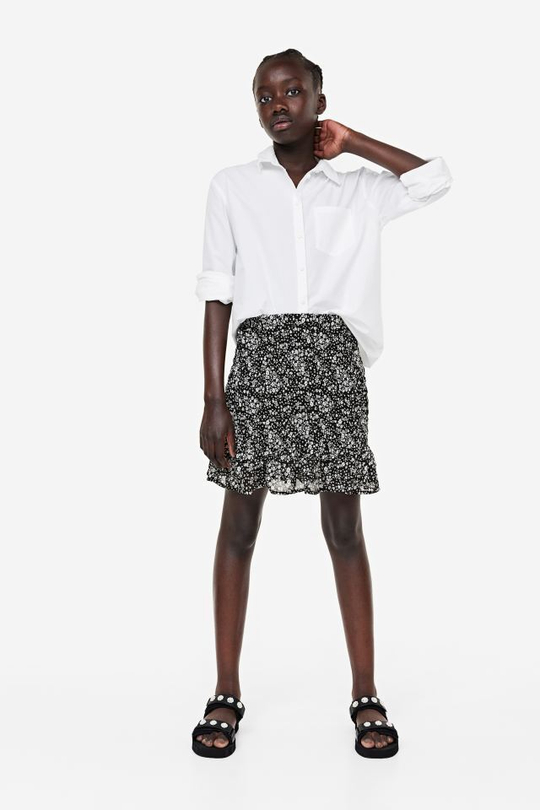 H&M Гофрированная шифоновая юбка, черный