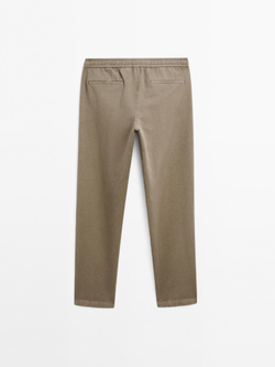 Massimo Dutti Брюки-джоггеры из хлопковой смеси, светло-коричневый