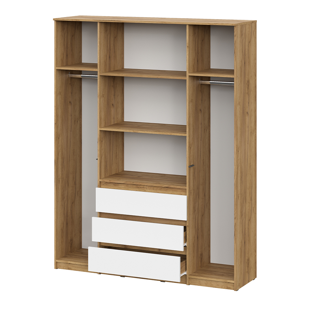 Шкаф для одежды и белья 4х дверный Денвер, Дуб золотой, Белый