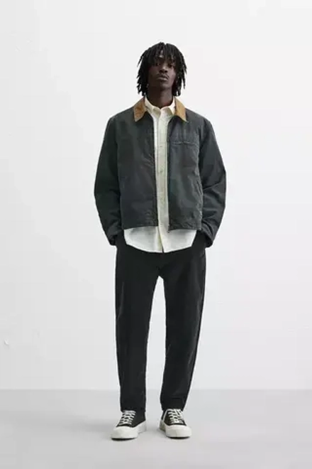 ZARA ВЕЛЬВЕТОВЫЕ БРЮКИ CARROT FIT, ЧЕРНЫЙ