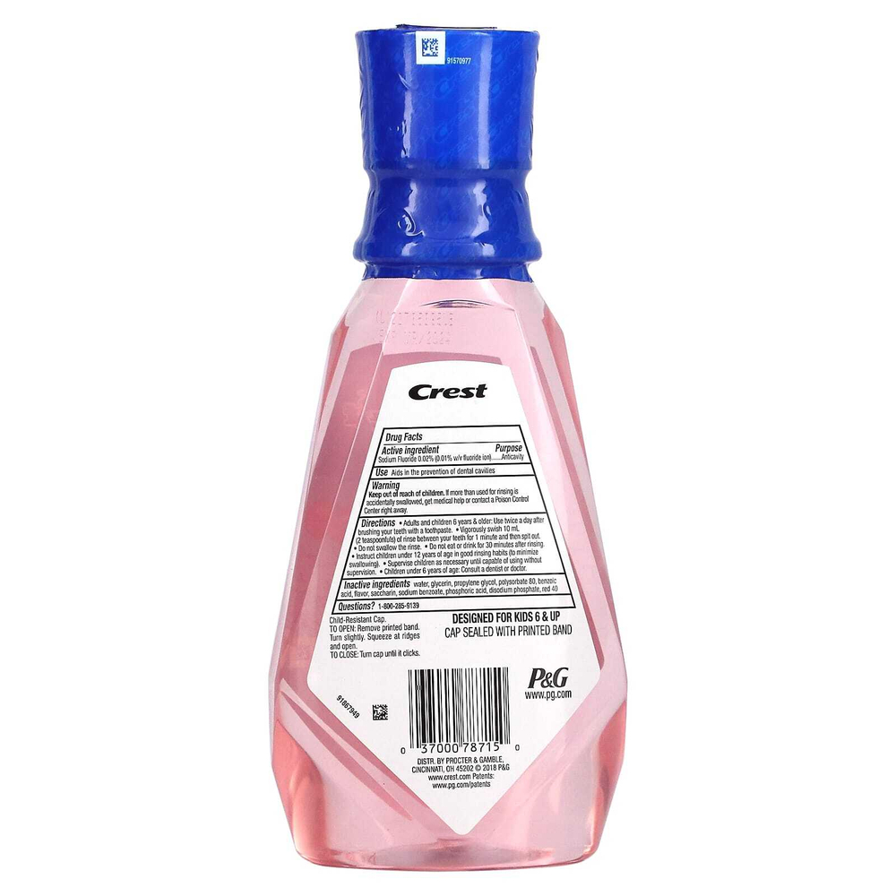 Crest, детский ополаскиватель для рта с фторидами для защиты от кариеса со вкусом жвачки, 500 мл (16,9 жидк. унций)