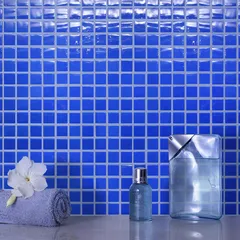 STP-BL002 Natural Стеклянная мозаика Steppa синяя глянцевая
