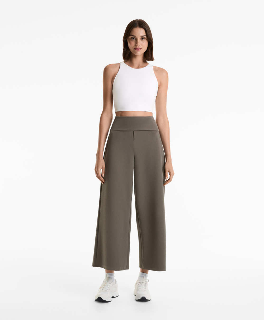 OYSHO Брюки широкого кроя в рубчик, угольный