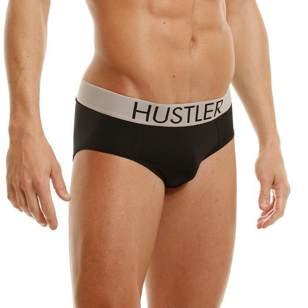ЧЕРНЫЕ МУЖСКИЕ БРИФЫ HUSTLER НА ШИРОКОЙ РЕЗИНКЕ ИЗ МИКРОФИБРЫ