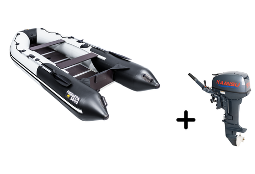 Ривьера 3600 СК Компакт серый/черный + KAMISU T 9.9 BMS (комплект лодка + мотор)