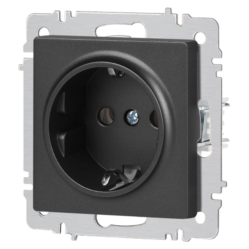 Розетка Intro Accent 6-202-07 2P+E Schuko 16А-250В IP20 СУ AL/CU графит