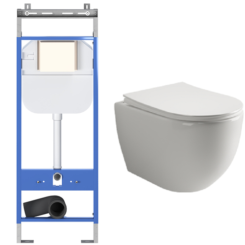 Комплект подвесной безободковый унитаз Ceramica Nova Mia Rimless CN1805 с ультра-тонким сиденьем SoftClose + инсталляция Creto Standart 1.1 INST-CR-1.1