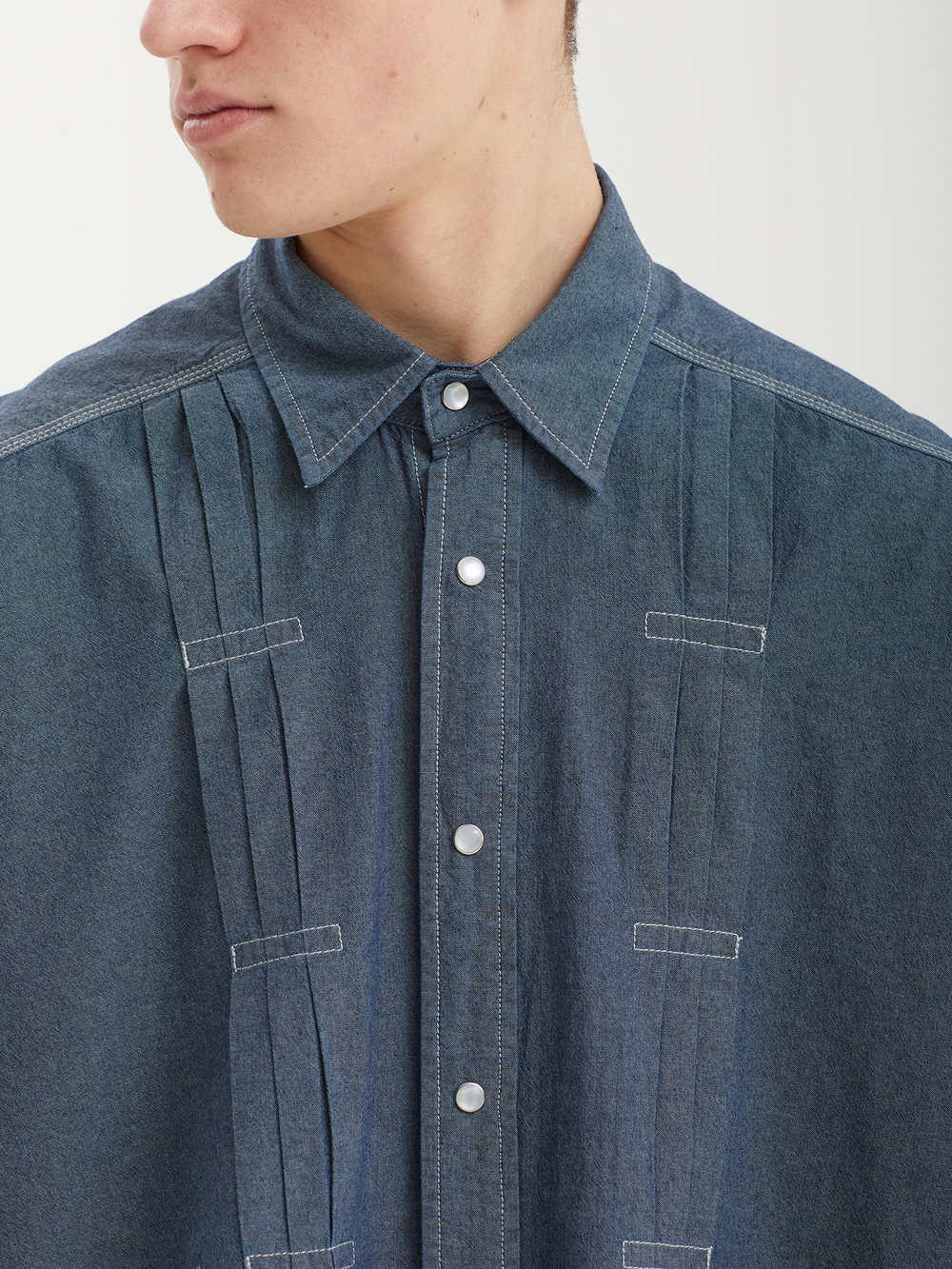 Мужская Рубашка Pleated Chambray