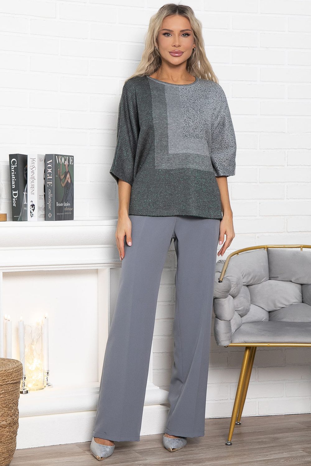 Джемпер Орлеан (серый/изумруд) Б14998-4М LT Collection