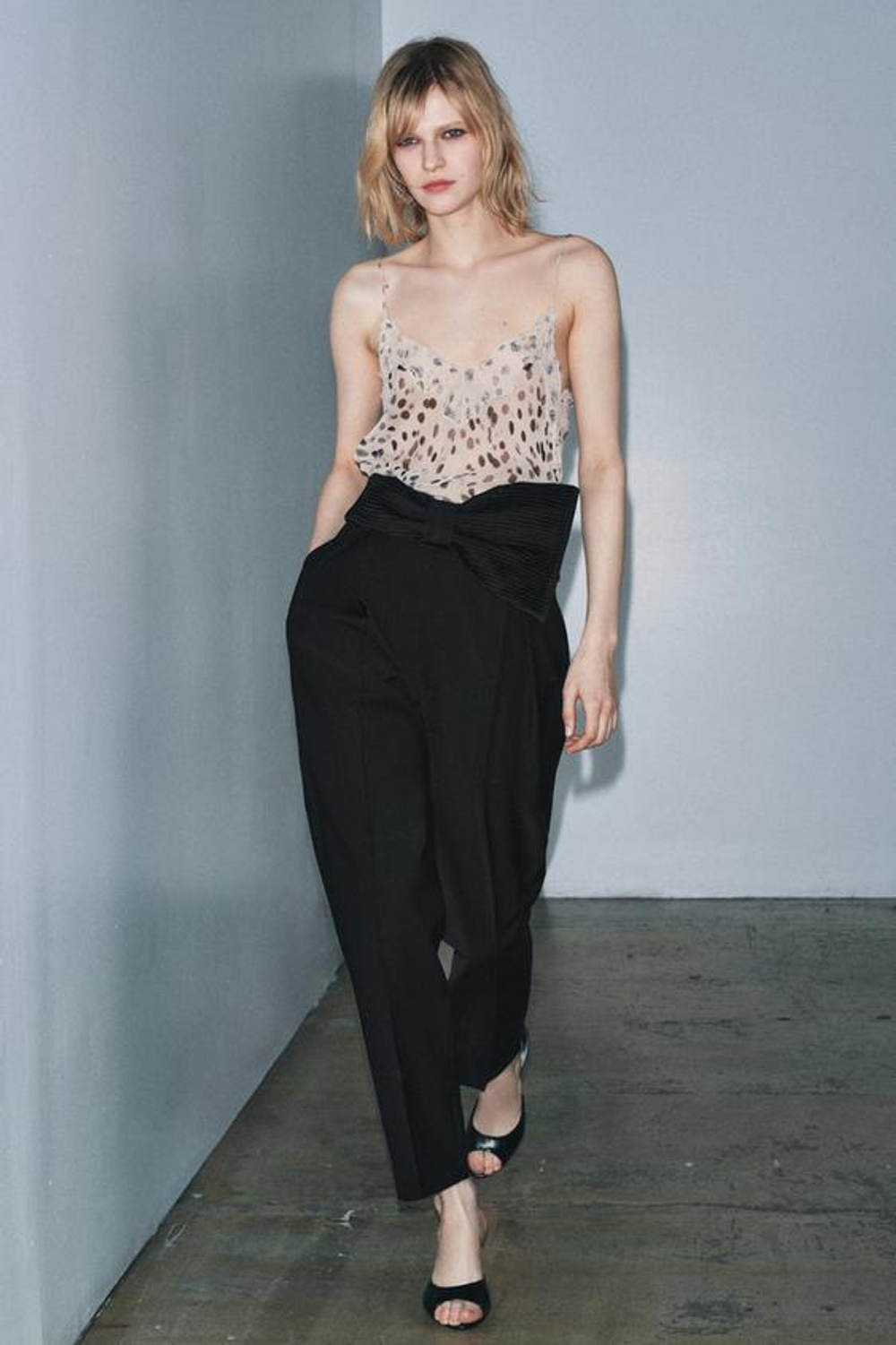 ZARA БРЮКИ С ПОЯСОМ-БАНТОМ — ZW COLLECTION LIMITED EDITION, ЧЕРНЫЙ