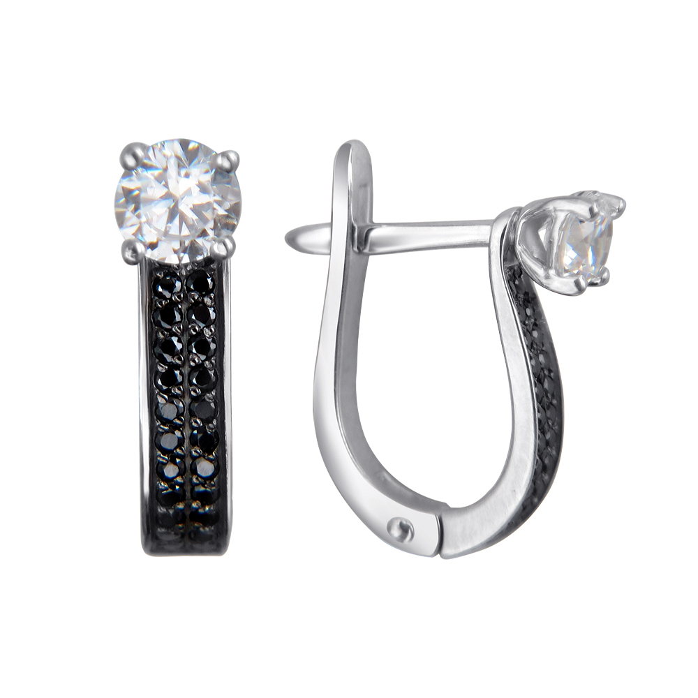 Серьги с фианитом из белого золота 585 пробы JA-S-225356-1