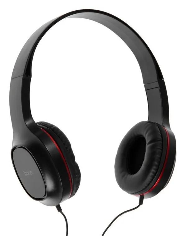 Комплект наушников Hoco W24, проводные, полноразмерные + вакуумные, проводные, красные