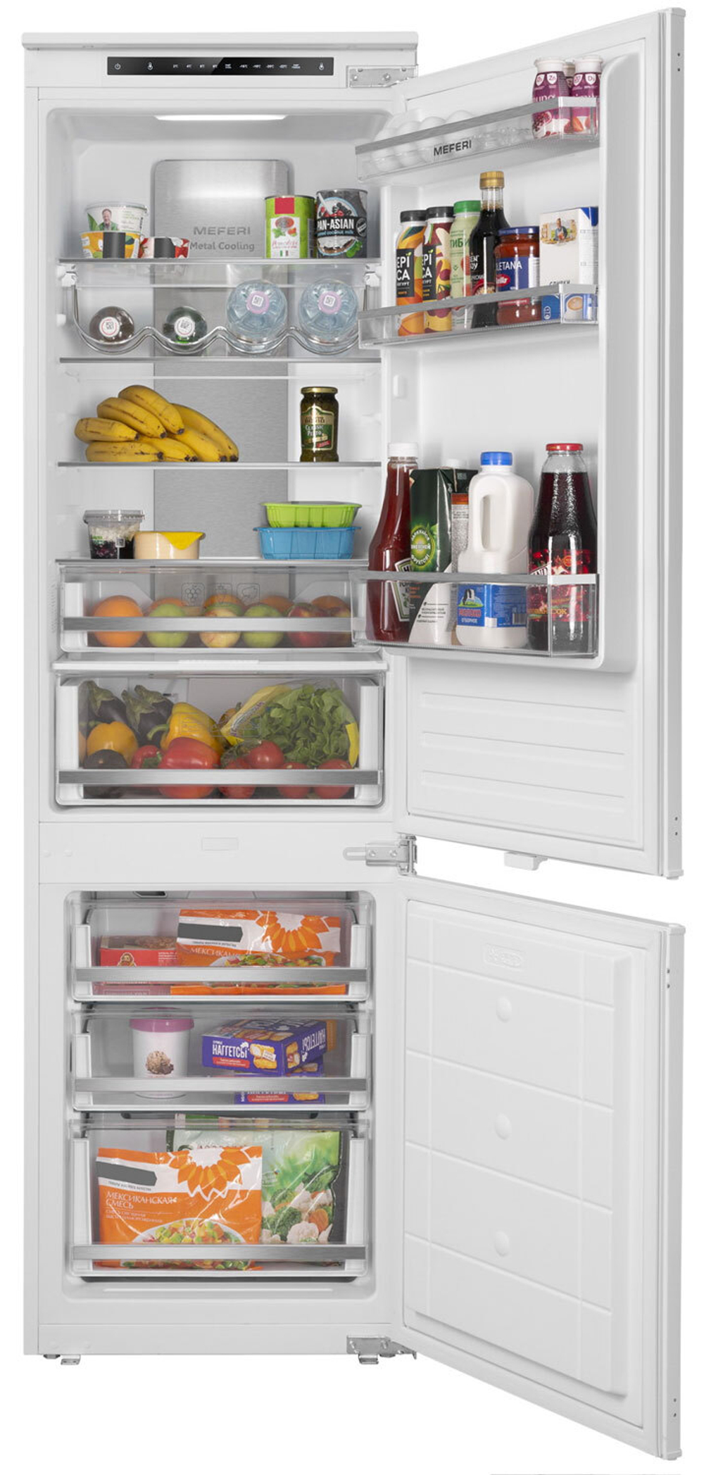 Встраиваемый двухкамерный холодильник Meferi MBR177 TOTAL NO FROST ULTRA