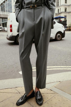 ZARA БРЮКИ С РЕМНЕМ, СЕРЫЙ