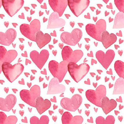 Розовые акварельные сердечки