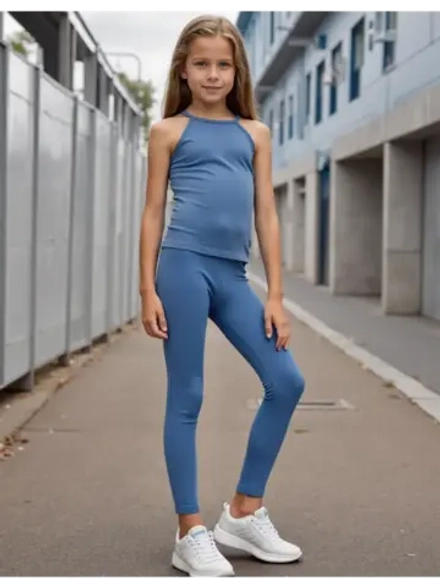 Голубые лосины для девочки на весну