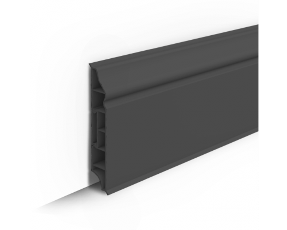 Плинтус ПВХ Идеал Дюра фигурный 093 Графит 80х16х2200 мм