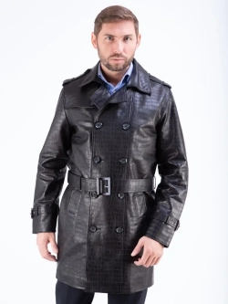 Плащ мужской кожаный  натуральный тренч