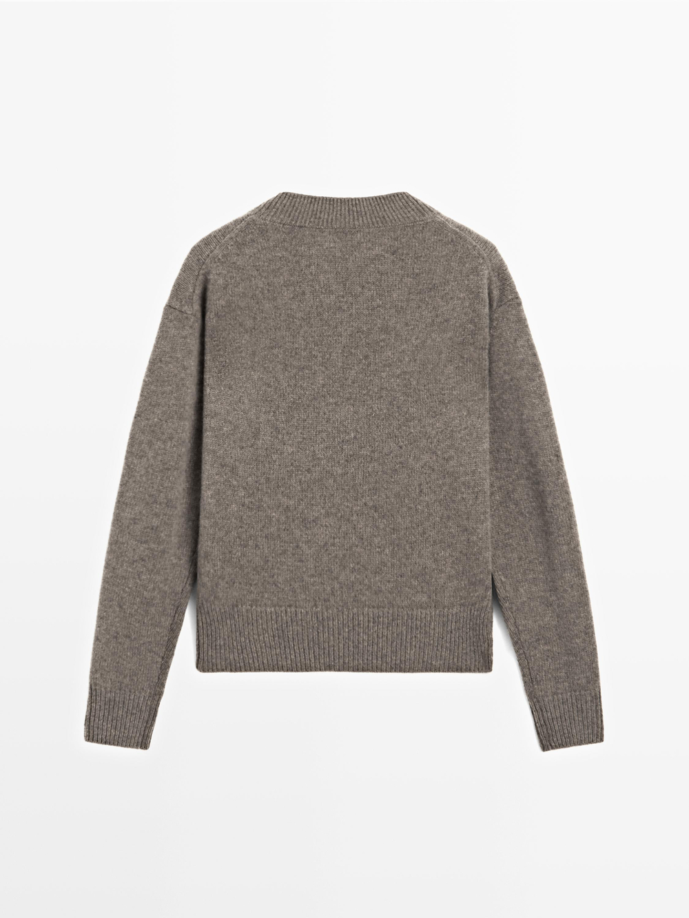 Massimo Dutti Трикотажный свитер с V-образным вырезом, норка