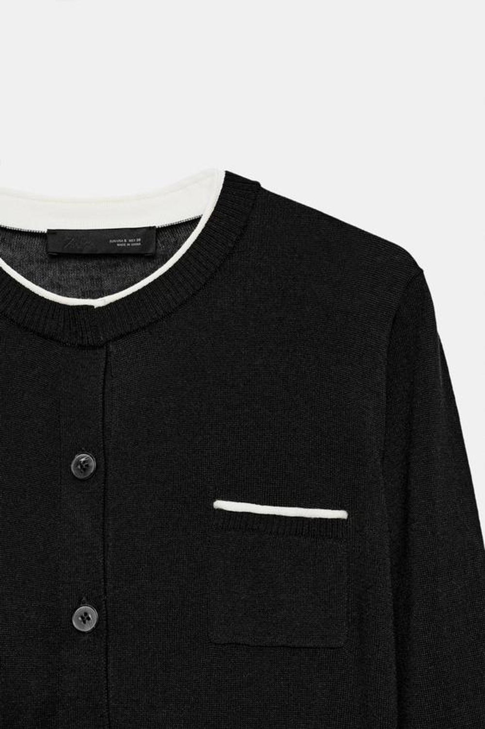 ZARA КОМБИНИРОВАННЫЙ КАРДИГАН, ЧЕРНЫЙ/БЕЛЫЙ