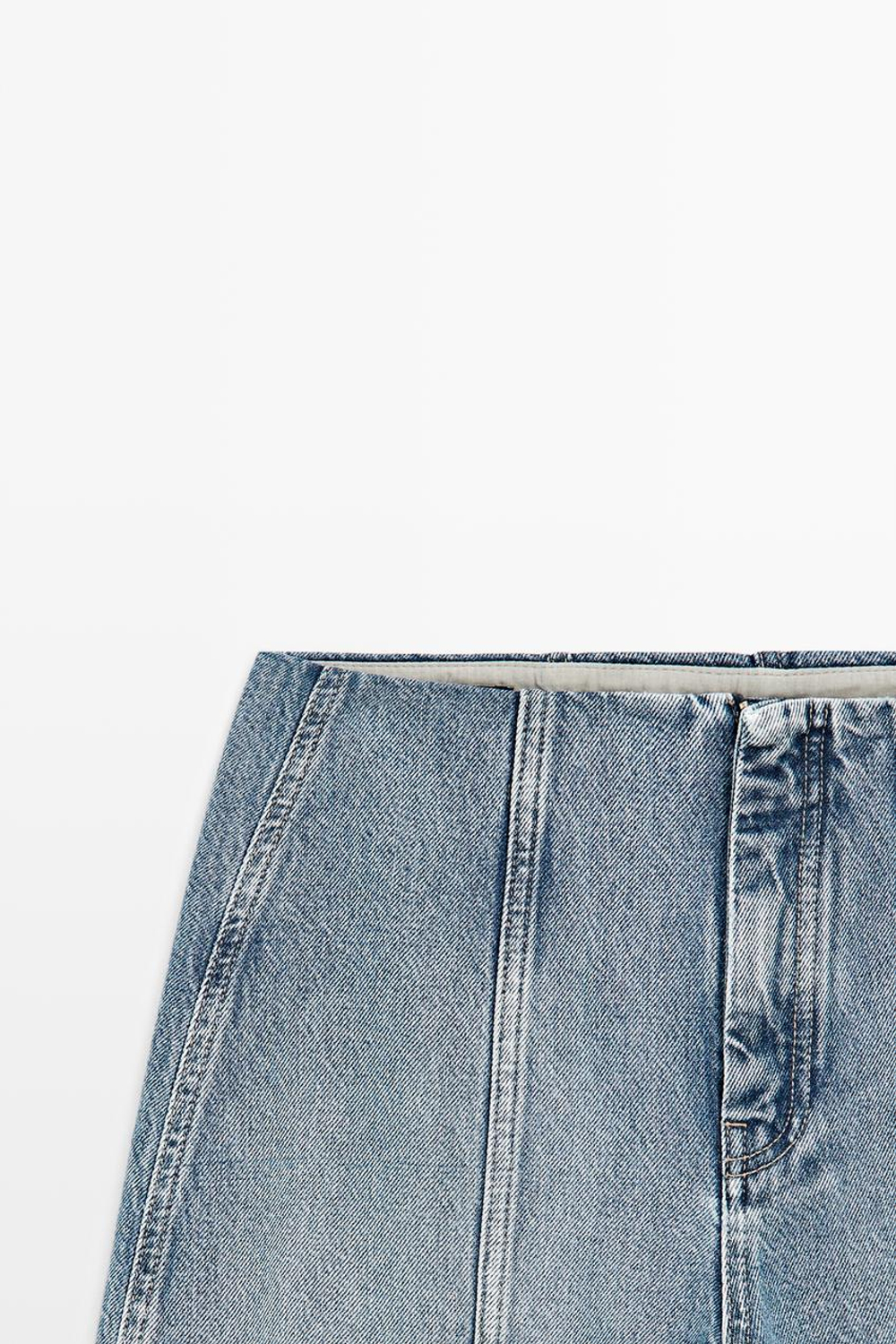 Massimo Dutti Джинсы прямого кроя с декоративными швами, светло-голубой