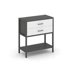 Shelf System Односекционный стеллаж двухярусный с ящиками SN.STM-212 Антрацит/Белый/Металл Антрацит