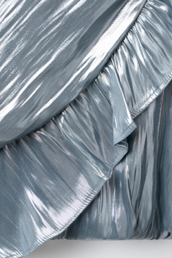 ZARA ТОП С ОБОРКАМИ, СЕРЕБРИСТЫЙ