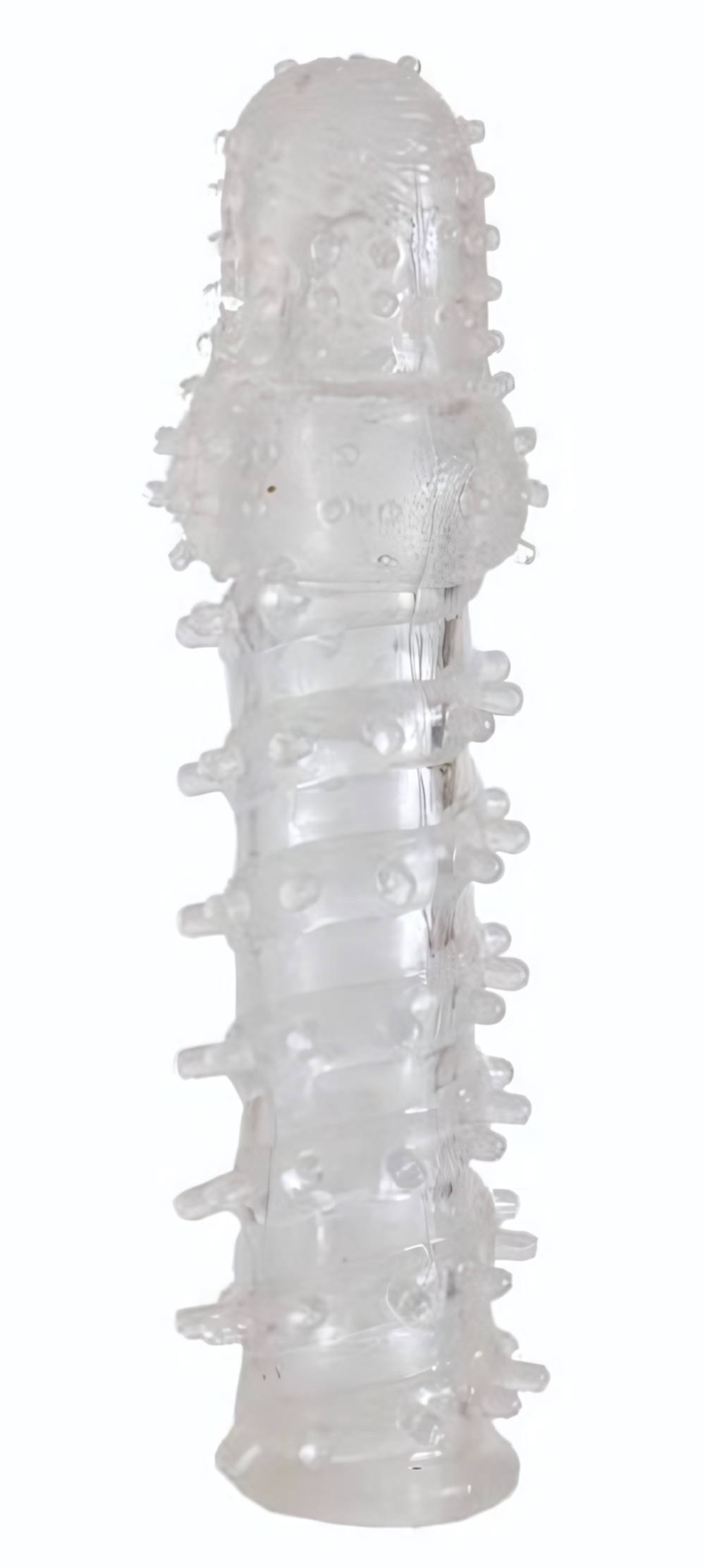 Прозрачная, закрытая насадка с шипами и точками - 13,5 см. (Цвет: прозрачный)