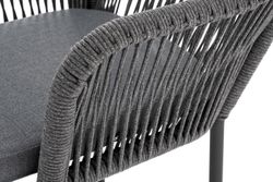 "Лион" стул плетеный из роупа, каркас алюминий серый (RAL7022) муар, роуп серый круглый, ткань серая 017