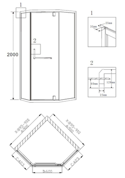 Душевой уголок 90x90 GROSSMAN Pragma PR-90GD