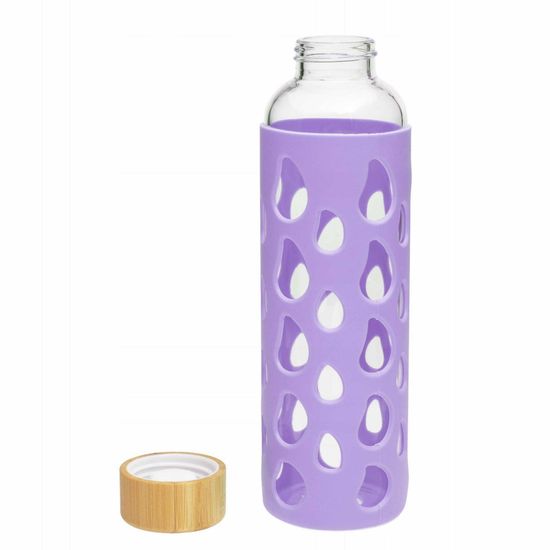 Бутылка для воды 550 мл. Kamille KM 9023 стеклянная в силиконовом чехле