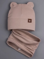 Шапка с ушками осенняя и снуд для детей