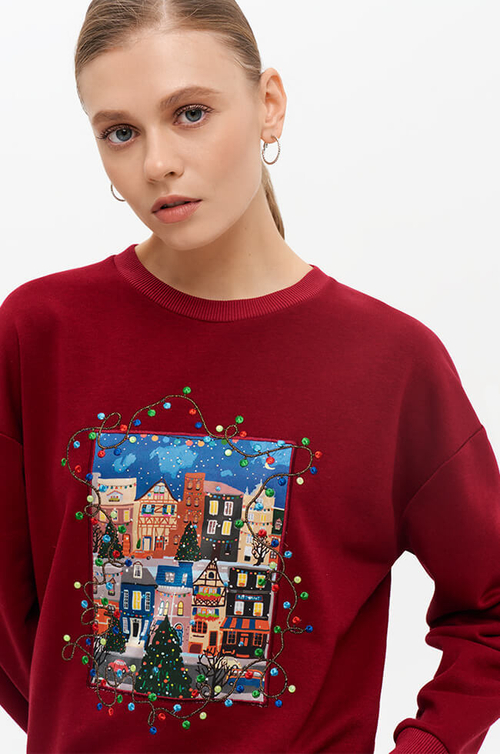 23315 Свитшот женский (винный)