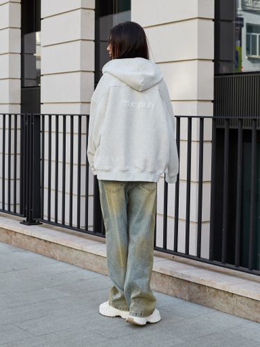 Худи на молнии в цвете серый меланж