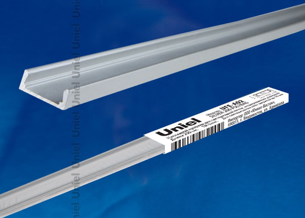 UFE-A02 SILVER 200 POLYBAG Накладной профиль для светодиодной ленты, анодированный алюминий. Длина 200 см. ТМ Uniel