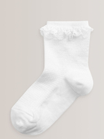 Носки хлопковые с рюшами для девочки Next 400-447, 2 шт., Белый