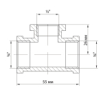 Тройник 3/4'' - 1/2'' - 3/4'' вн/вн/вн VRT® никель