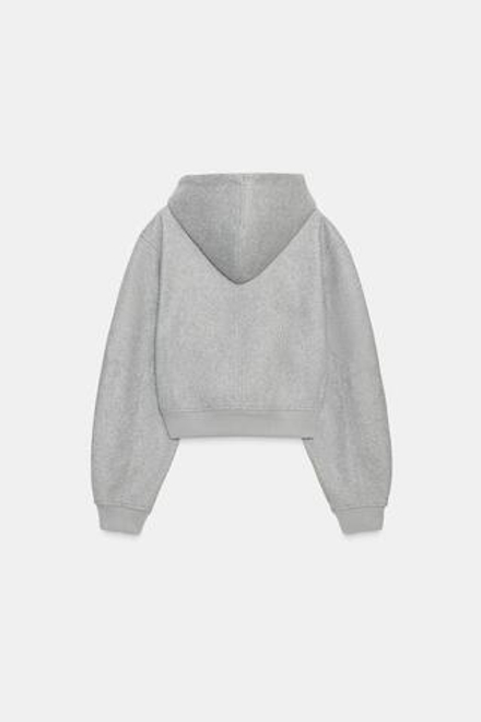 ZARA МЯГКАЯ КУРТКА С ОБЪЕМНЫМИ РУКАВАМИ, СВЕТЛО-СЕРЫЙ