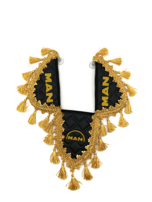 Вымпел тройной MAN (экокожа, черный с золотыми кисточками)