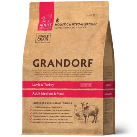 Grandorf Lamb & Turkey, Adult Medium & Maxi для средних и крупных пород (Ягнёнок с индейкой)